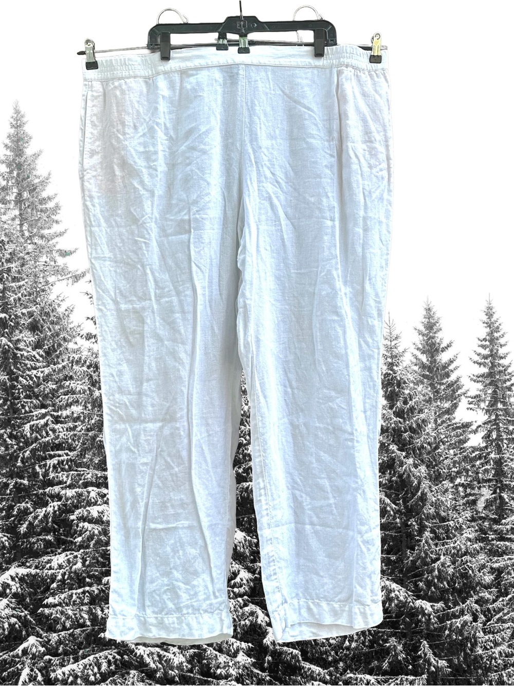 J Jill Linen Pants Trousers White Womens Plus Size 3X Casual 100% Linen